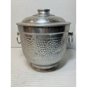 Mid-Century Modern HAMMERED ALUMINUM Ice Bucket MADE IN‎ ITALY